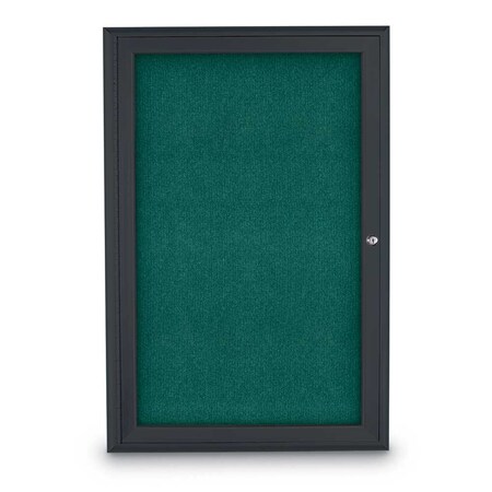 United Visual Products Sliding Door Indoor Enclosed Corkboard, 9 UV9029ACSH-BRONZE-BUFF